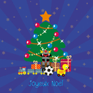 Joyeux No&euml;l avec un arbre d&eacute;cor&eacute; et des jouets